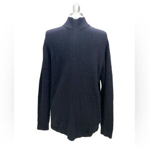 Black Brown LUX jet black ribbed 100% cashmere zipper sleeve length 21 1/2 inch